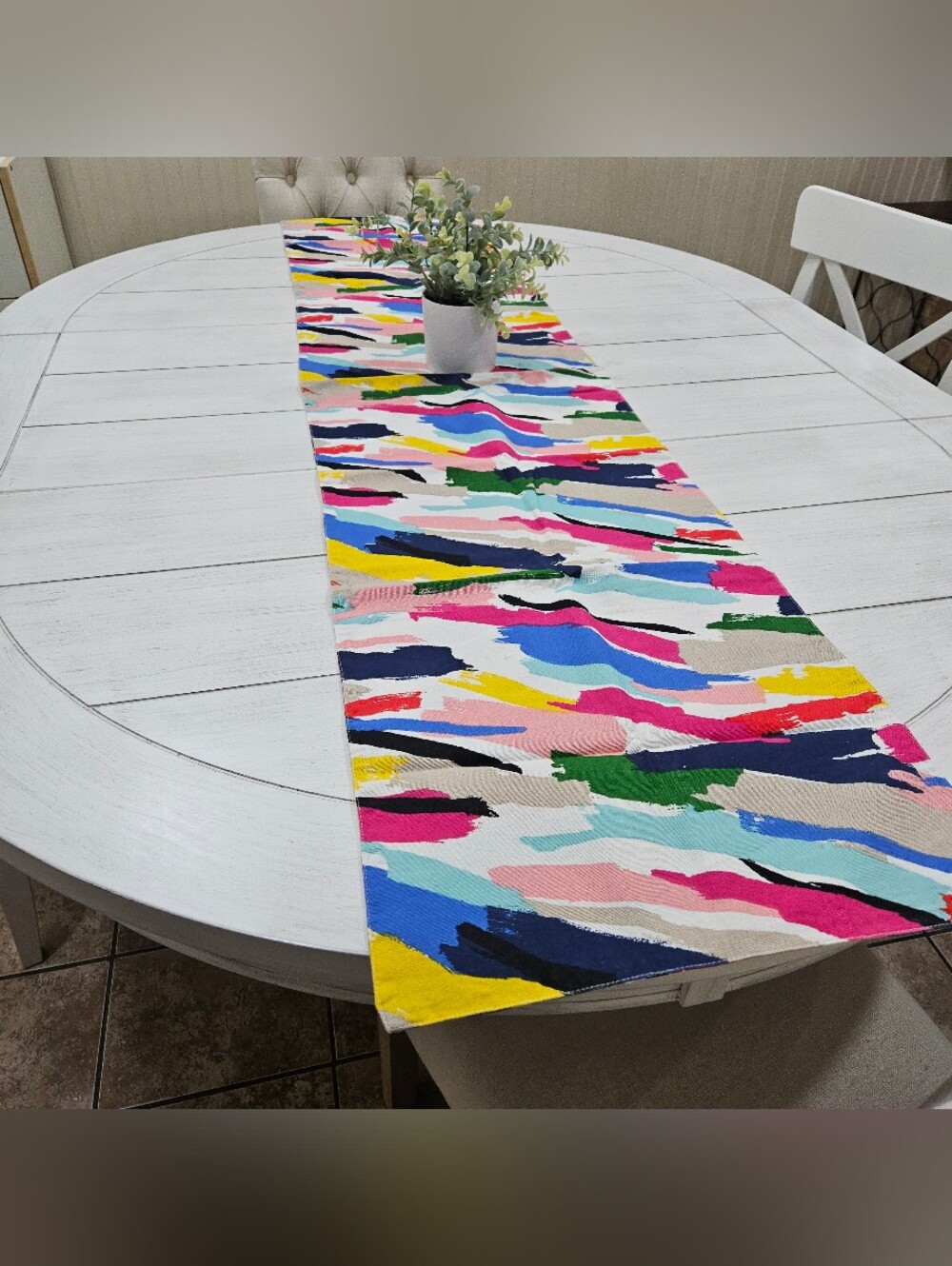 15"×66" Table Runner - Colorful Abstract Brushstroke